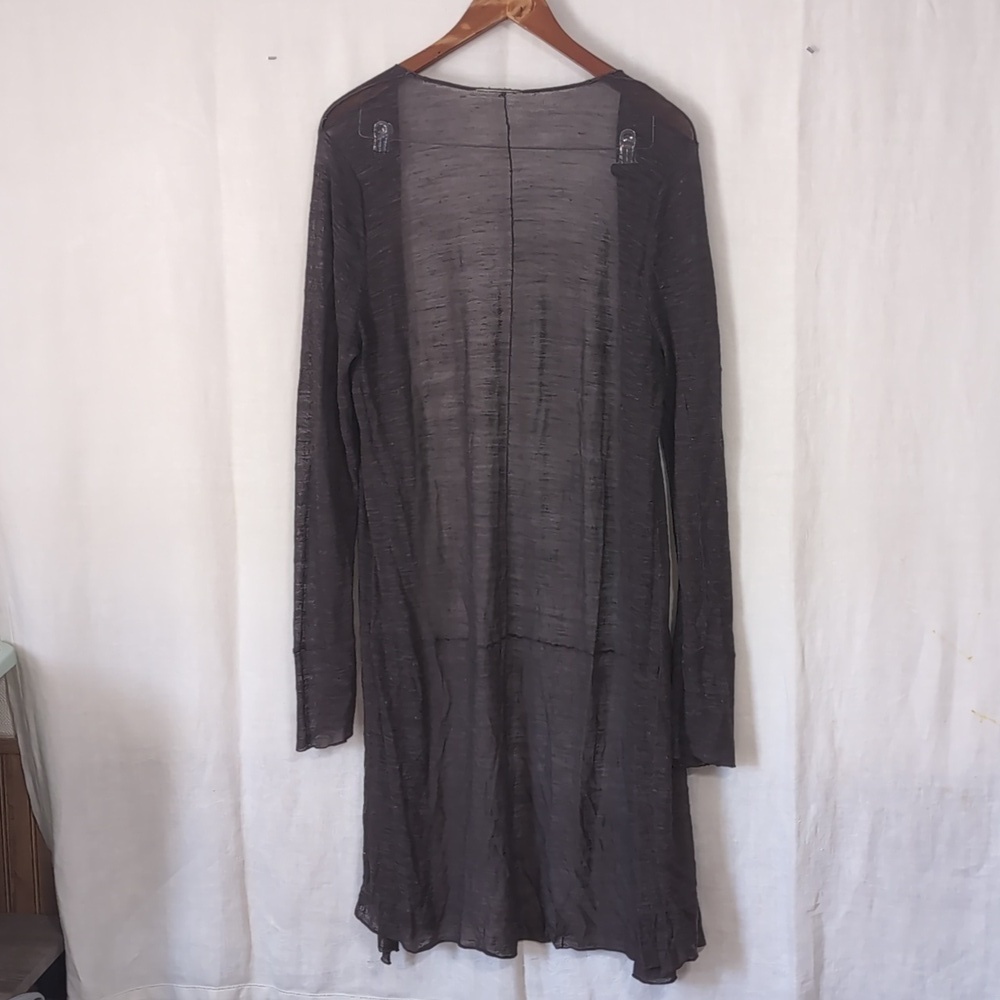 Grey Lightweight Open Front Cardigan Long Length Size Large - Picture 4 of 4